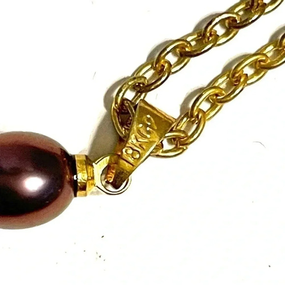 Peacock Freshwater Pearl18K Gold Plated 18" Necklace & Stud Earring Set - Picture 4 of 4